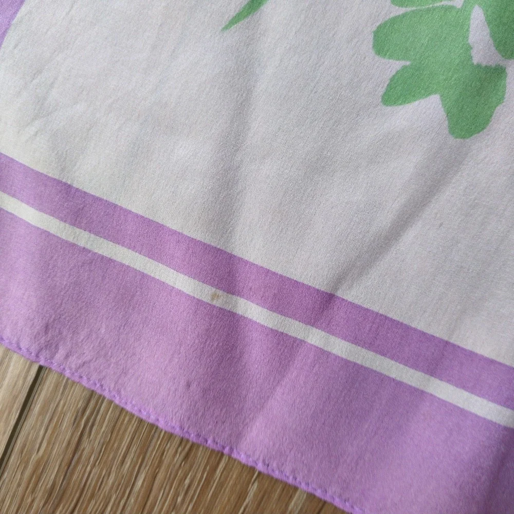 Vtg 60s/70s Vera Neumann Floral Silk Scarf Purple Pink Blue Roses Sheer Square